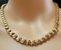 14K Yellow Large Diamond Cut Shimmering Custom Chain With 6 mm Drops Italy