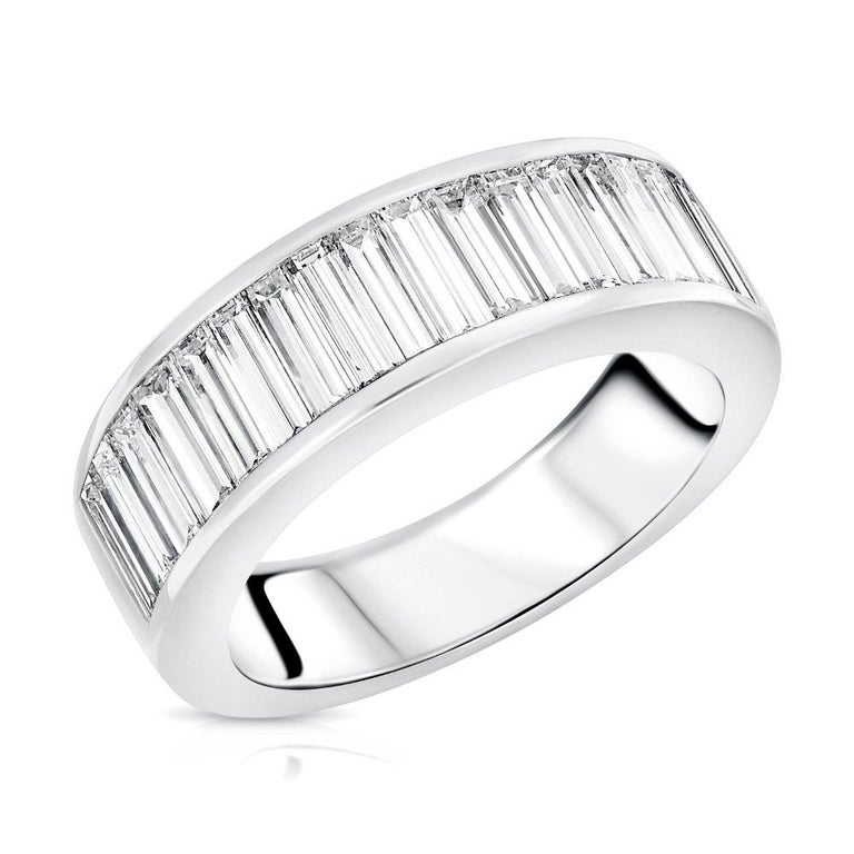 Customizable 14K Yellow or White Gold Diamond Men's Ring 2.30 Carat Baguette  Diamonds Channel For Sale at 1stDibs