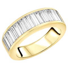 14K Yellow or White Gold Diamond Men's Ring 2.30 Carat Baguette Diamonds Channel