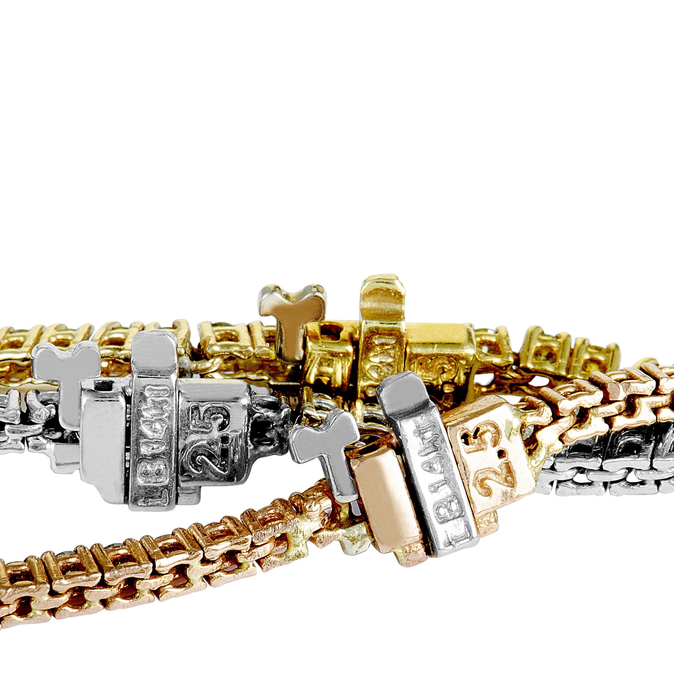 14 Karat Yellow, Rose and White Gold Multi-Diamond Tennis Bracelet Set 1