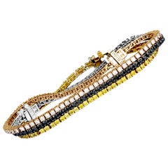 14 Karat Yellow, Rose and White Gold Multi-Diamond Tennis Bracelet Set