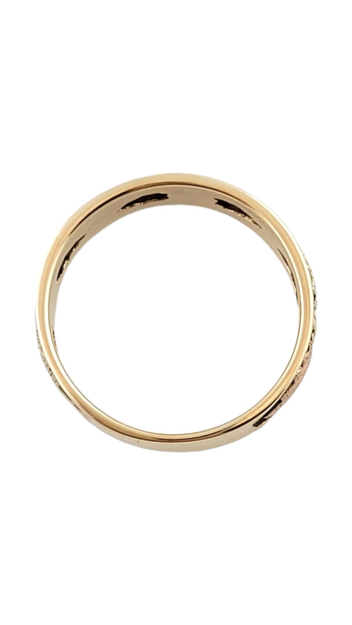 Women's 14K Yellow & Rose Gold Band w/ Black Enamel and Leaf Motif Size 8 #16160