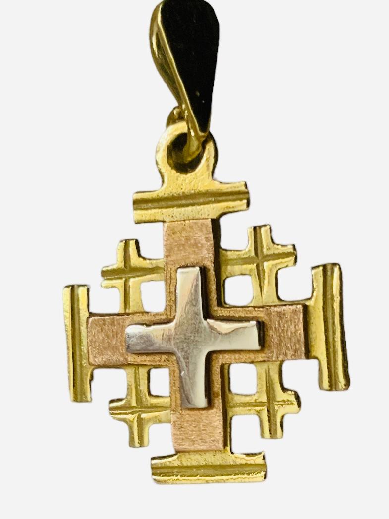 14k Yellow/Rose Gold Cross of Jerusalem 1