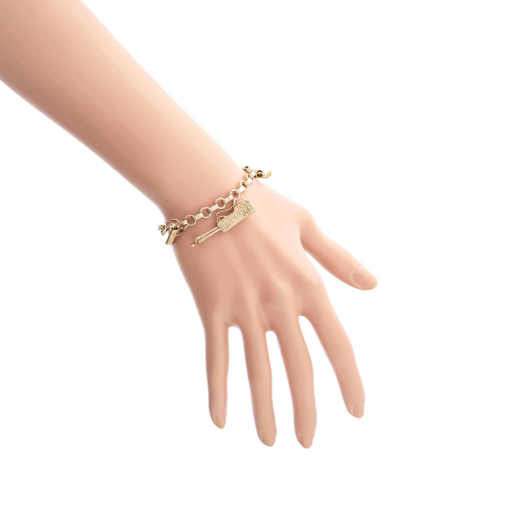 Bracelet à breloques sur le thème du golf en or jaune et rose 14 carats en vente 6
