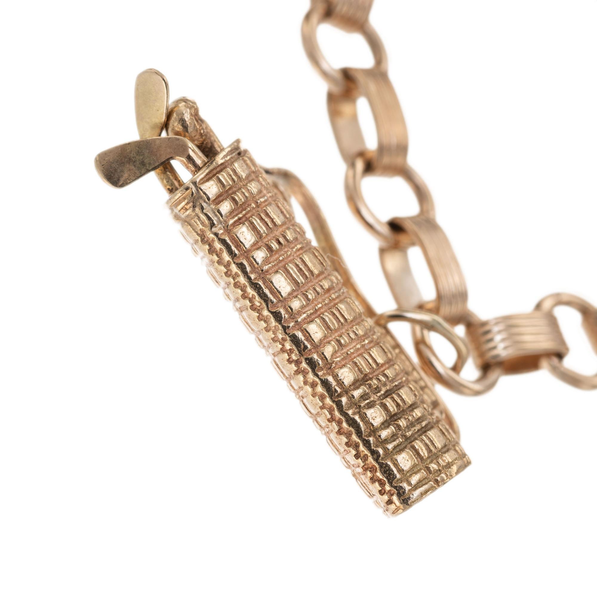 Bracelet à breloques sur le thème du golf en or jaune et rose 14 carats en vente 3