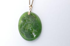 14 Karat Yellow/Rose Gold Jade Necklace and Pendant