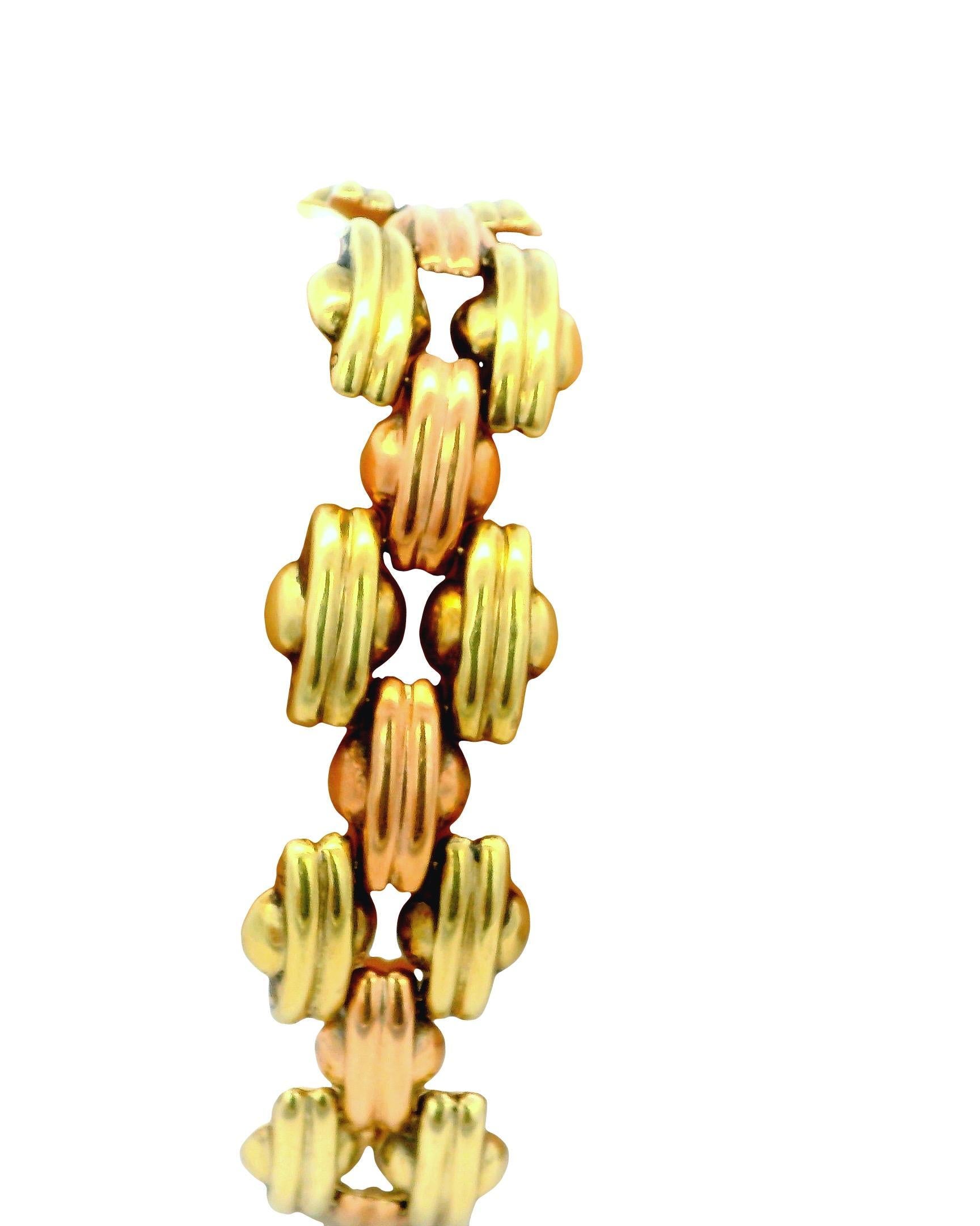 Pulsera Retro Oro Amarillo y Rosa 14K en venta 1
