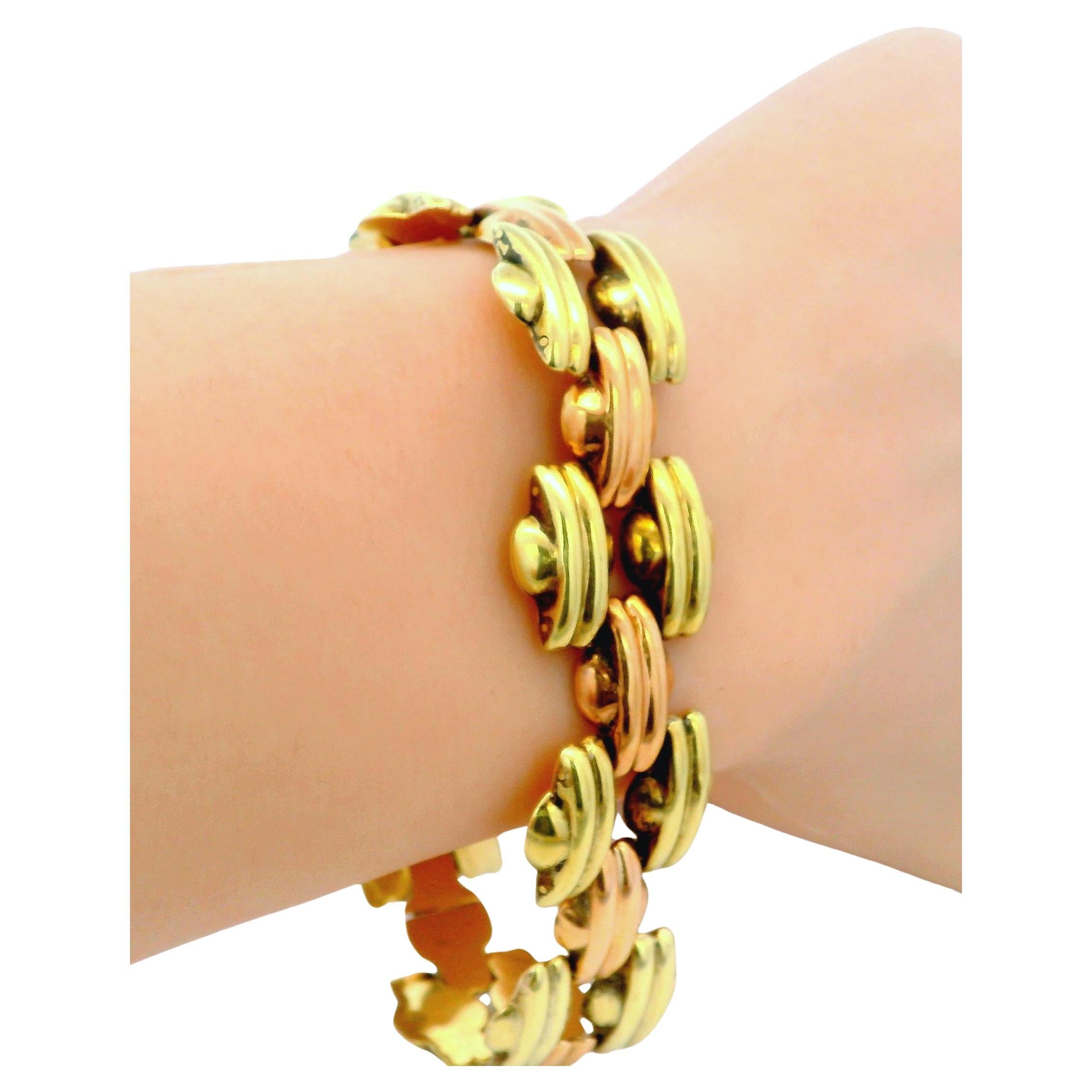 Pulsera Retro Oro Amarillo y Rosa 14K en venta