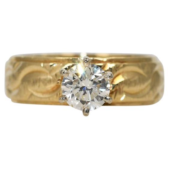 14K Yellow Solitaire Diamond Ring 0.60ct, 4.4gr For Sale