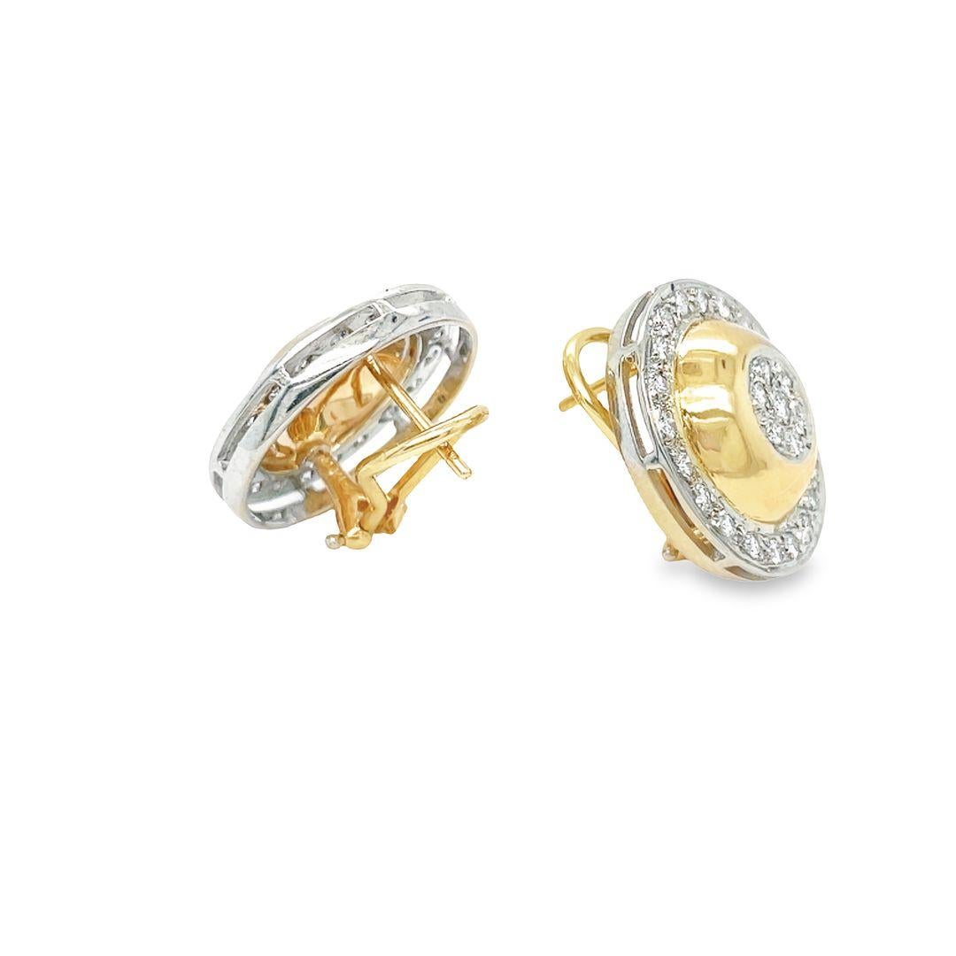 14k Gelb Vintage 2,25 Karat Cluster Diamant Domed Button Omega Back Ohrringe im Zustand „Hervorragend“ im Angebot in beverly hills, CA