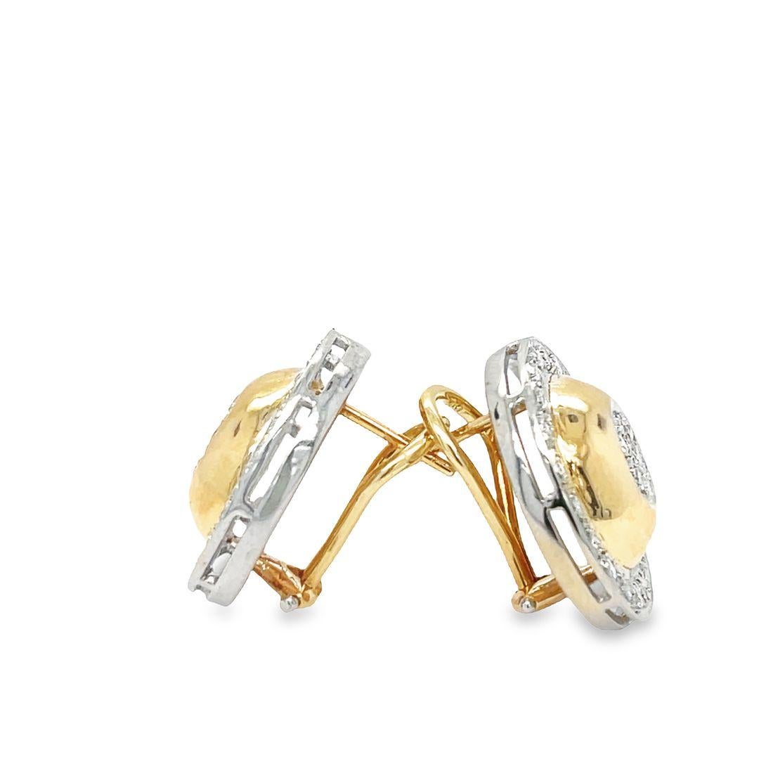 14k Gelb Vintage 2,25 Karat Cluster Diamant Domed Button Omega Back Ohrringe für Damen oder Herren im Angebot