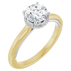 14K Yellow & White 2 carat Round Engagement Ring