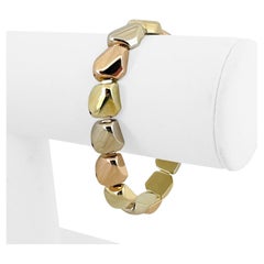 14k Yellow White and Rose Gold 22.8g Tri Tone Fancy Link Bracelet Italy 7"