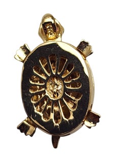Breloque tortue articulée en or jaune, blanc et rose 14 carats n° 25673