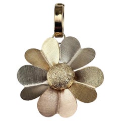 14K Yellow, White and Rose Gold Flower Pendant #24346
