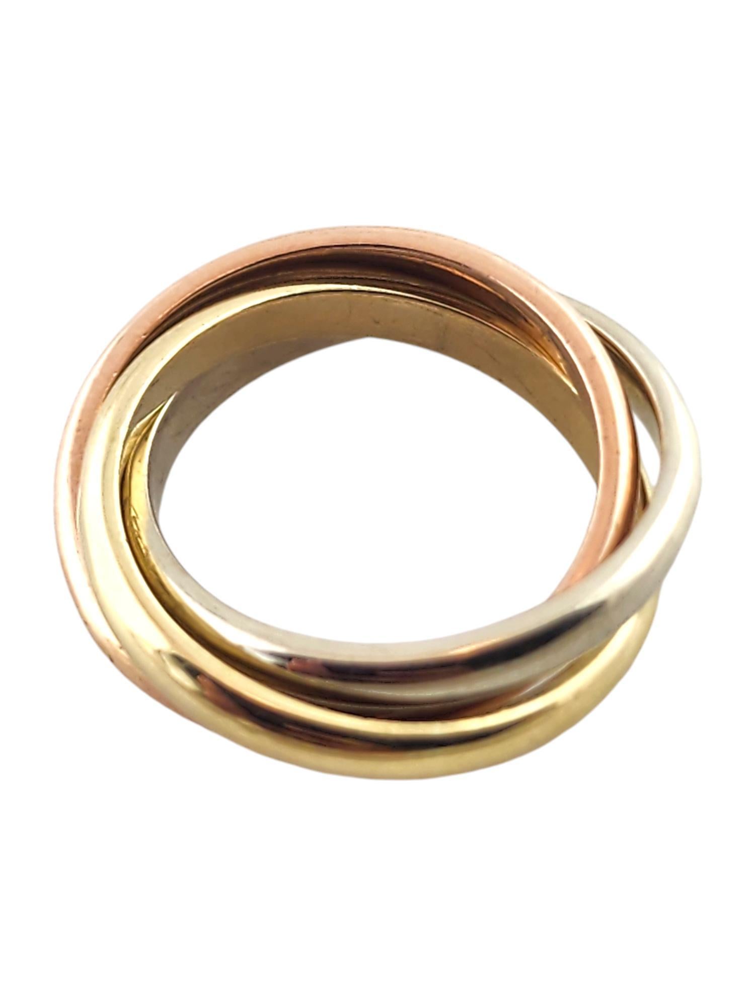 Women's 14K Yellow, White, and Rose Gold Rolling Ring Size 5 #18532 For Sale