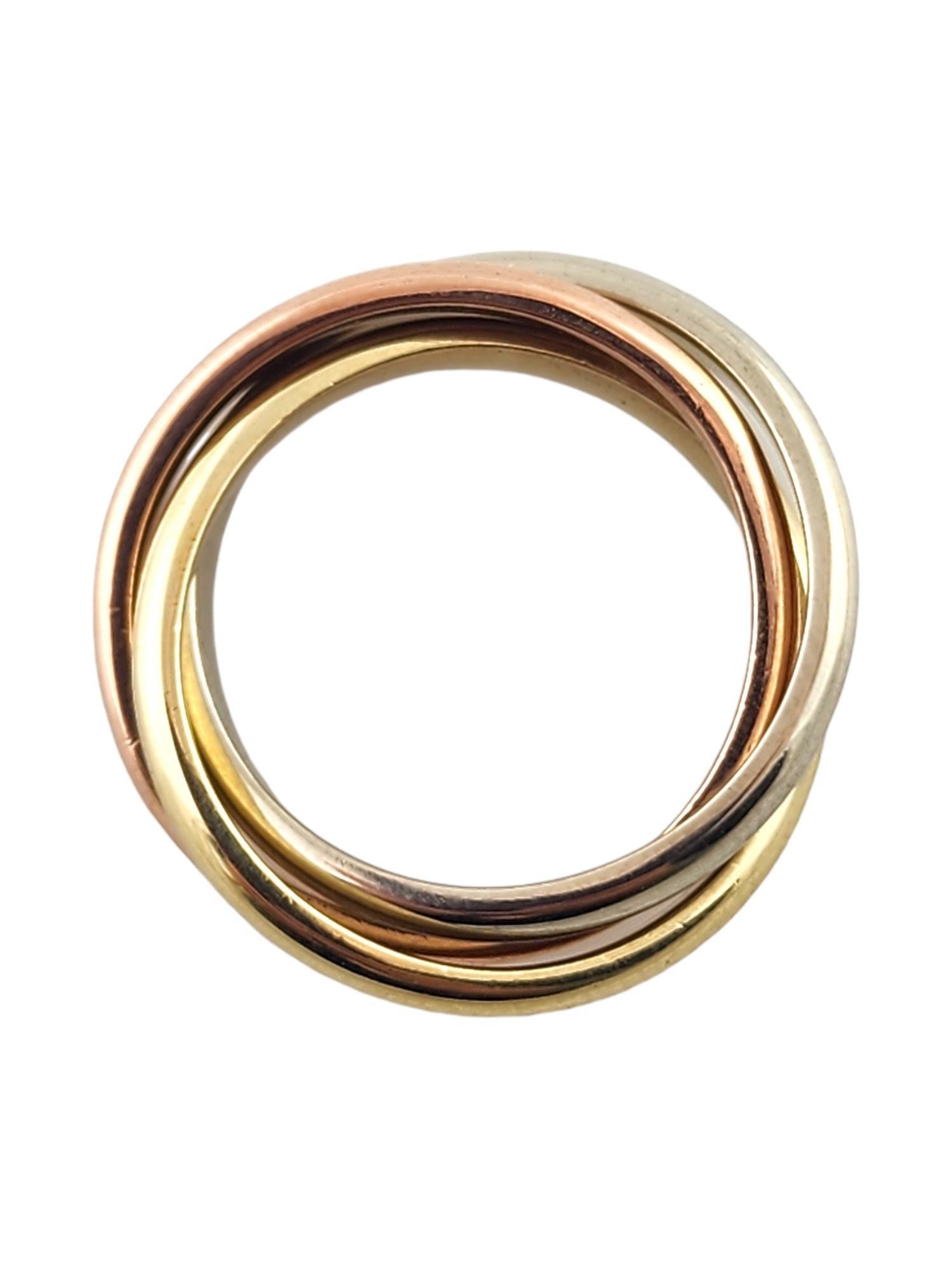 14K Yellow, White, and Rose Gold Rolling Ring Size 5 #18532 For Sale 1