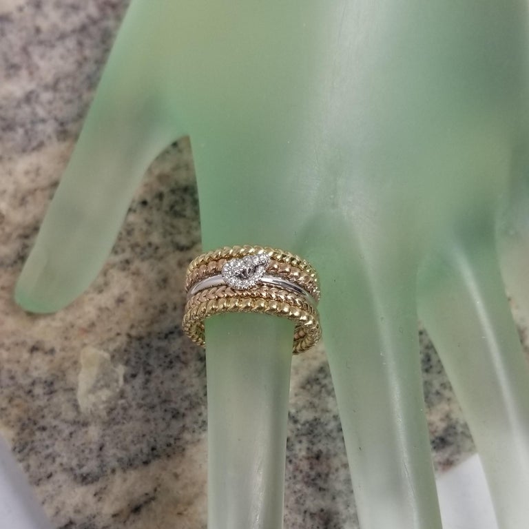 14k Yellow, White and Rose Gold Stackable 