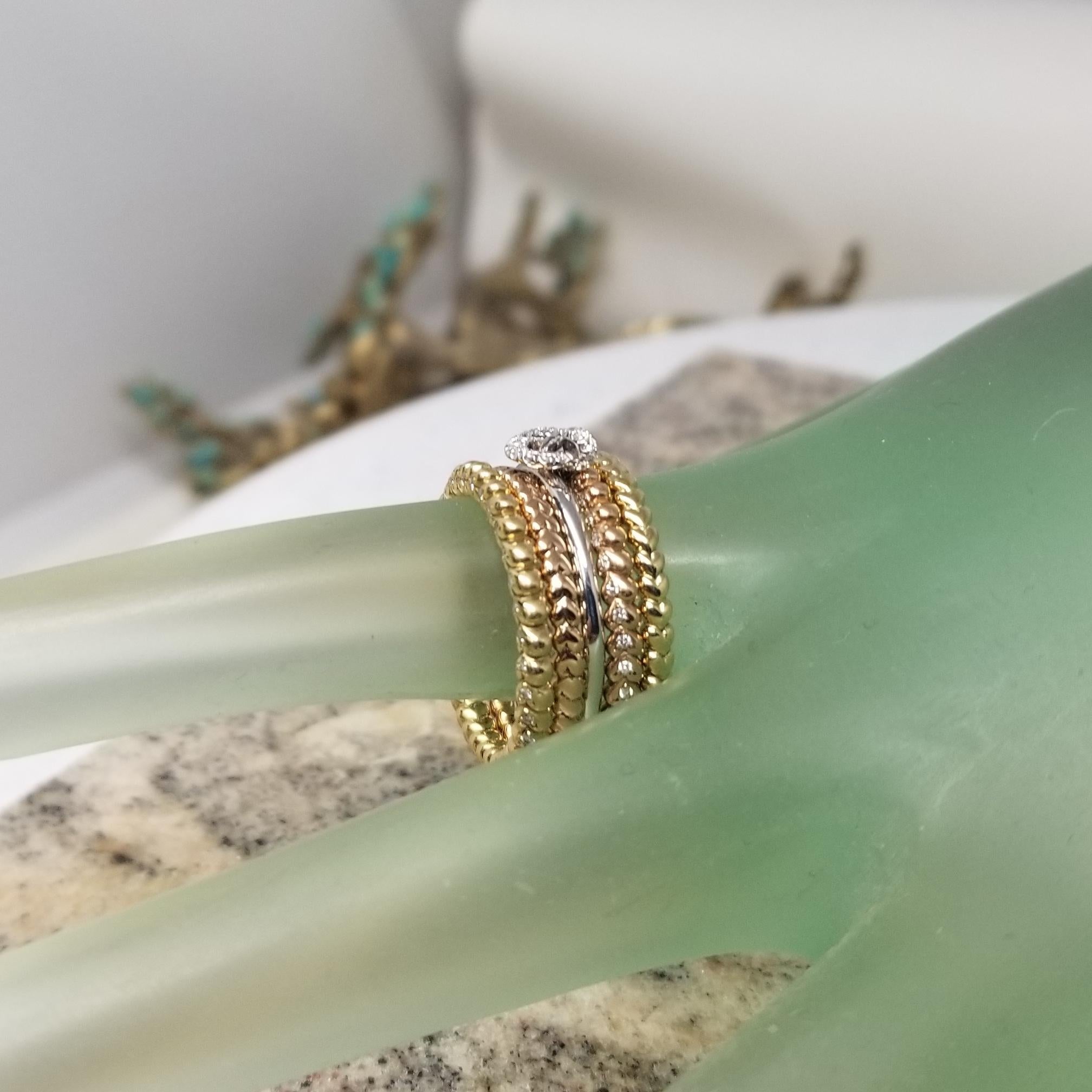14k Yellow, White and Rose Gold Stackable 