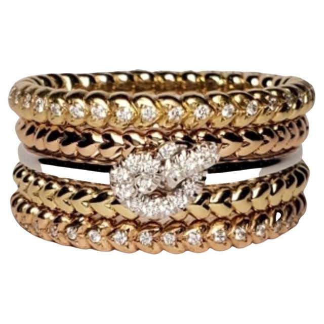 Stackable Rings For Sale 14 Karat White, Yellow, and Rose Gold Diamond Bezel Stacking Rings For ...
