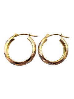 14K Yellow, White, and Rose Gold Tri-Color Hoop Earrings #18231