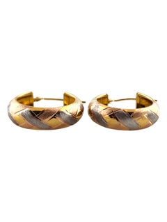 14K Yellow, White, and Rose Gold Tri-Color Hoop Earrings #18231