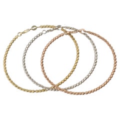 14k Yellow White and Rose Gold Tricolor Bracelet Set