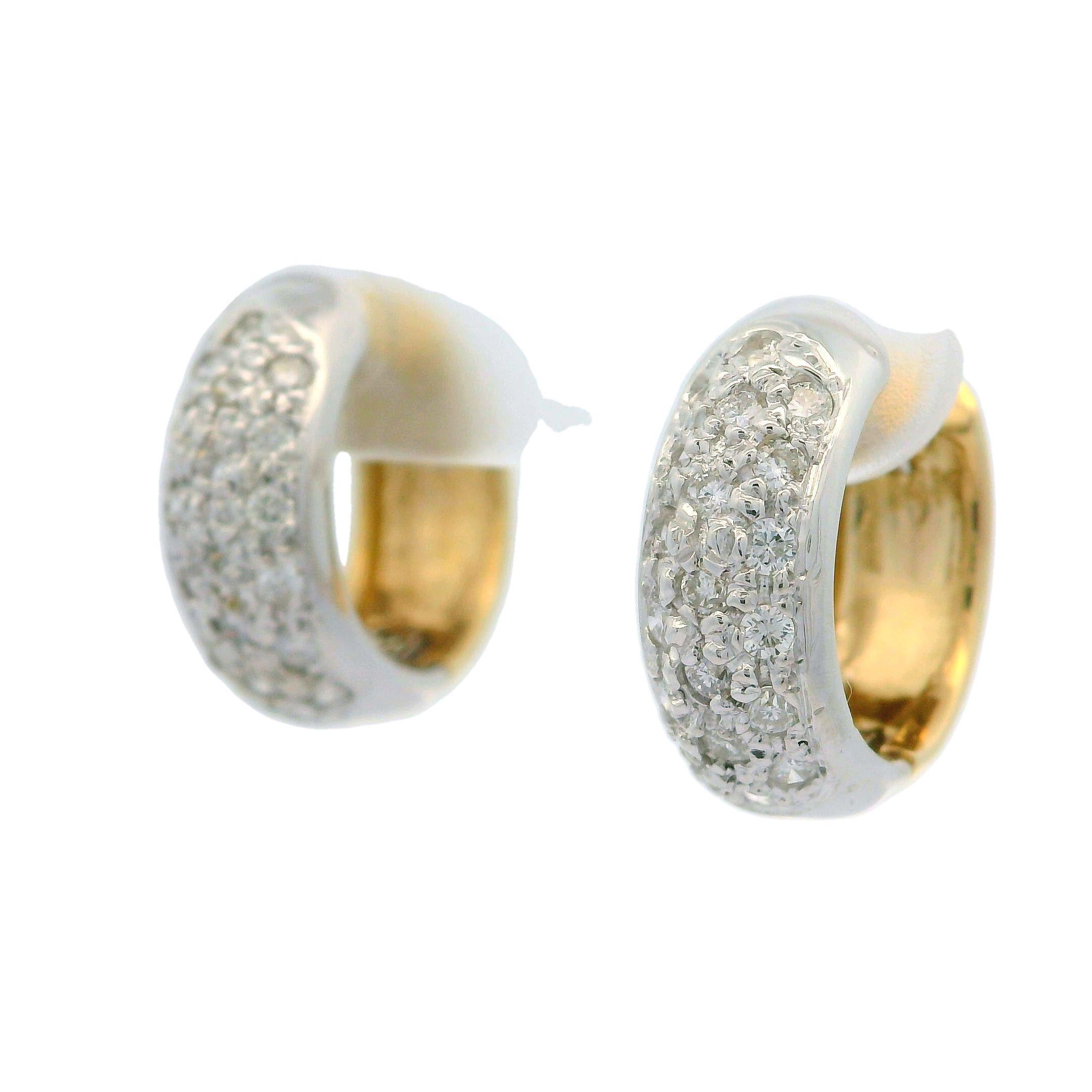14k Yellow & White Gold 0.25ctw Diamond Petite Huggie Hoop Earrings 6