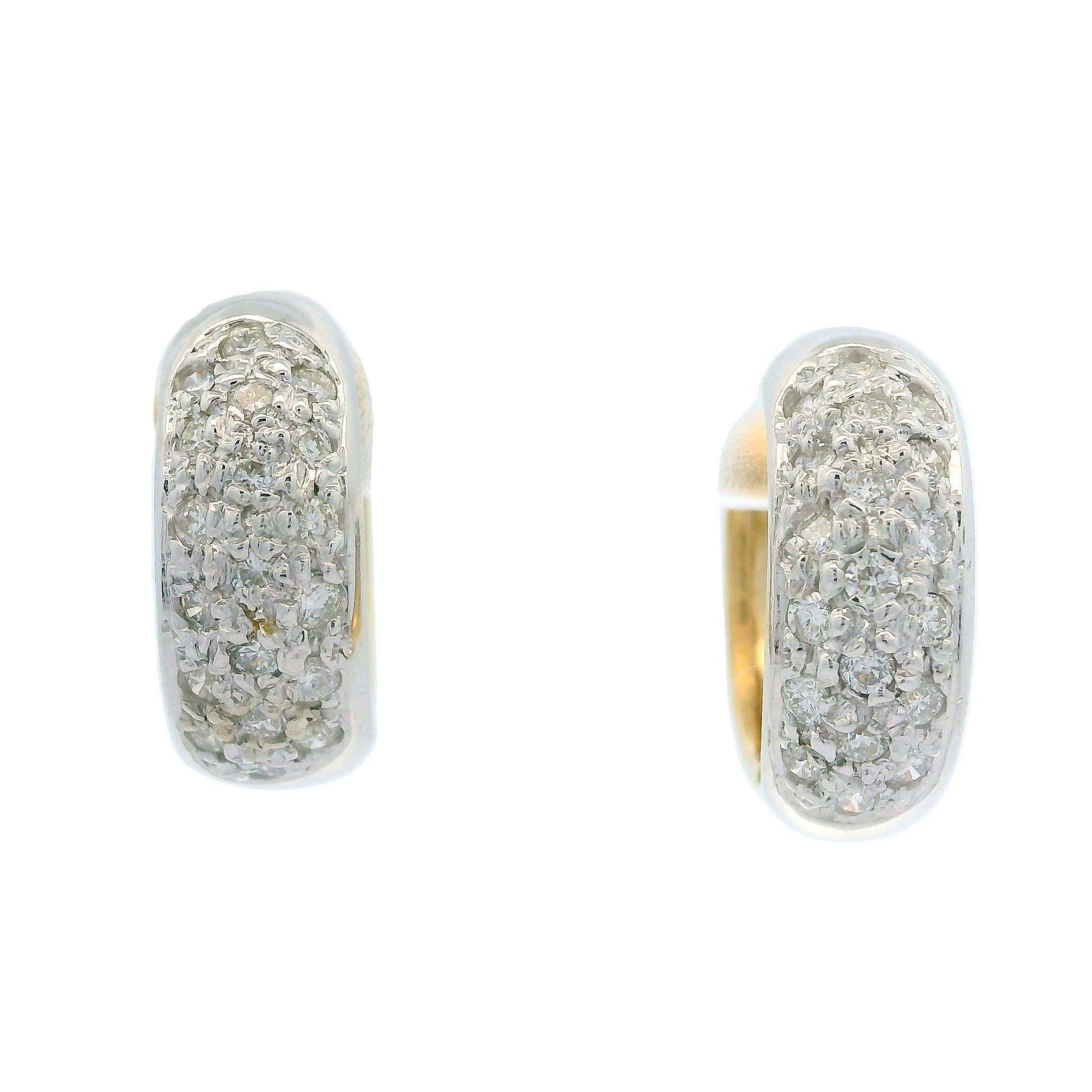 14k Yellow & White Gold 0.25ctw Diamond Petite Huggie Hoop Earrings 8