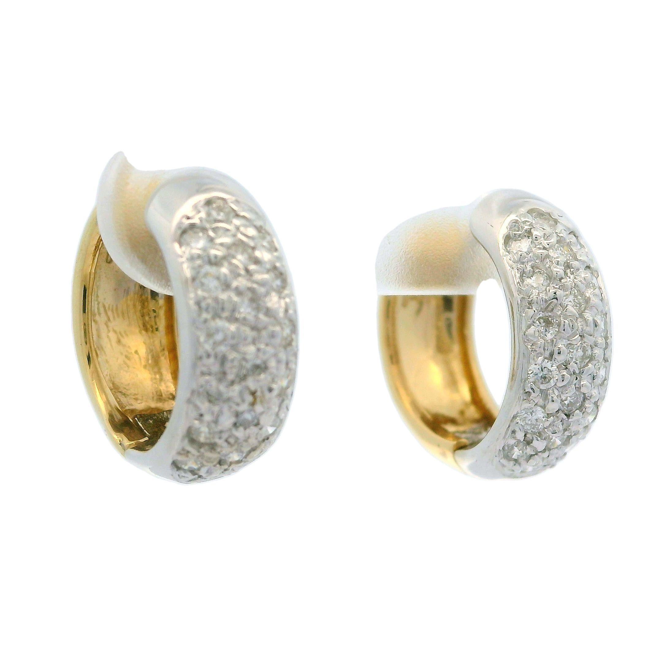 14k Yellow & White Gold 0.25ctw Diamond Petite Huggie Hoop Earrings 9