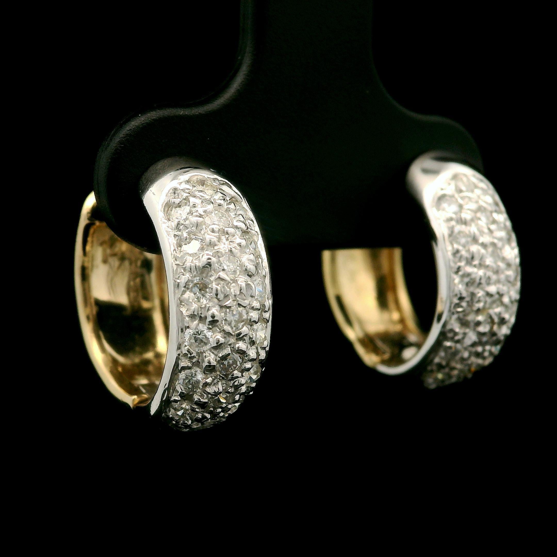 Brilliant Cut 14k Yellow & White Gold 0.25ctw Diamond Petite Huggie Hoop Earrings