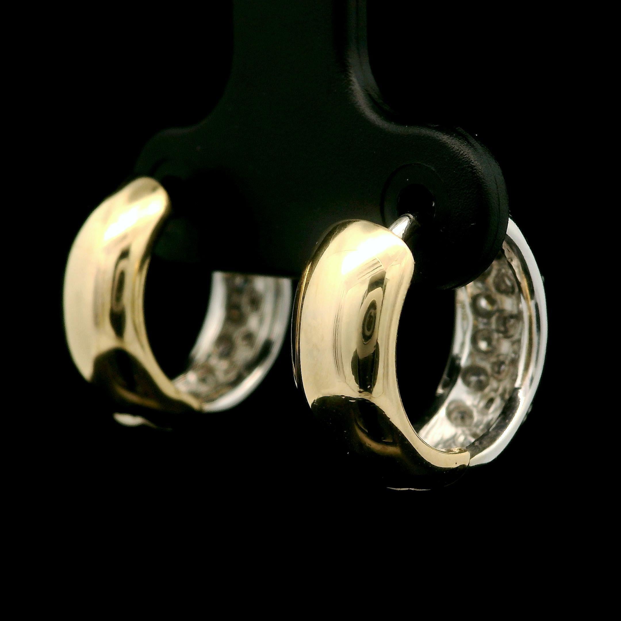 Women's 14k Yellow & White Gold 0.25ctw Diamond Petite Huggie Hoop Earrings