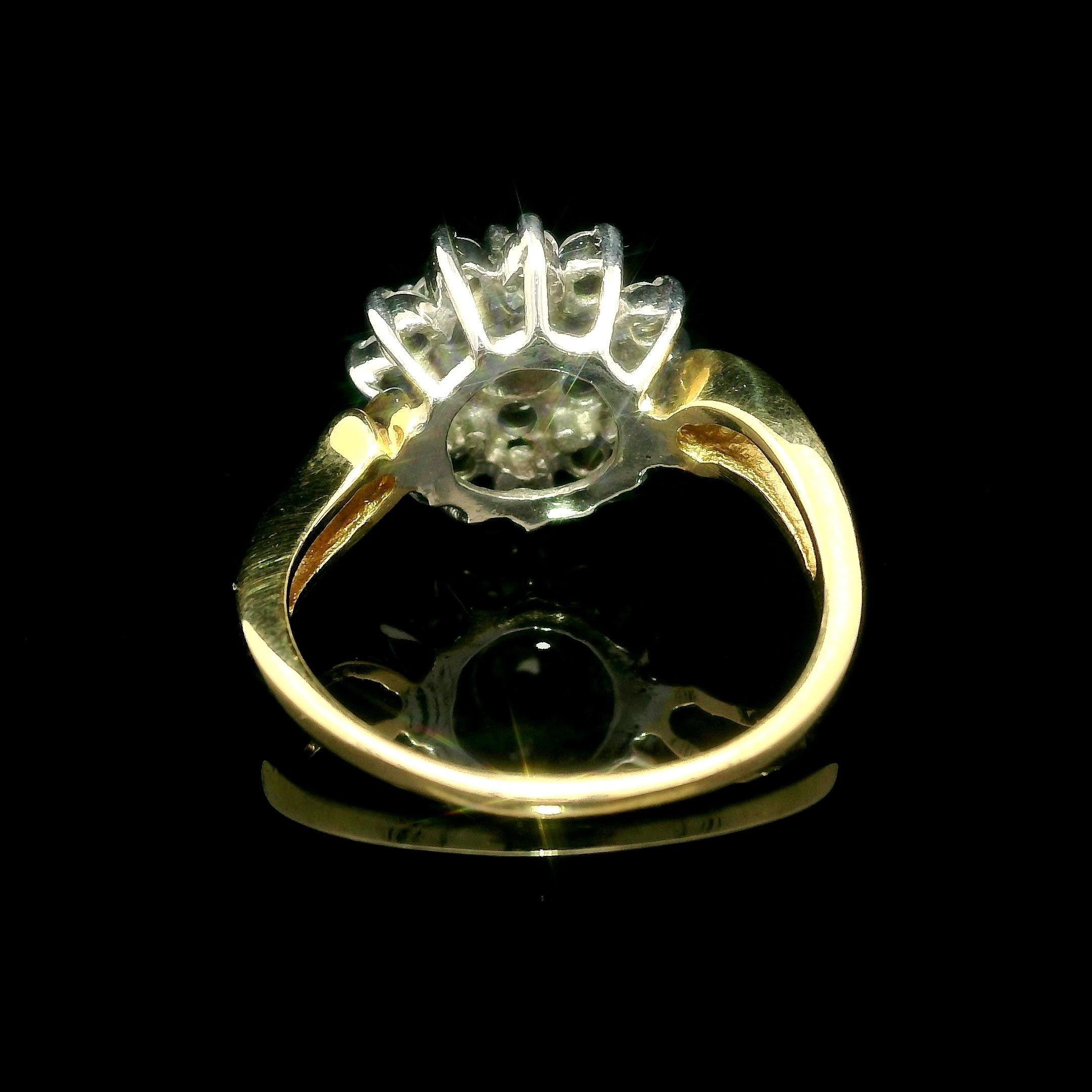 Bague grappe classique en or jaune et blanc 14k 0,80ctw Fiery Diamond en vente 1