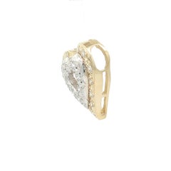 14k Yellow White Gold 0.85ctw Fiery Pave Diamond Dual Puffed Heart Slide Pendant