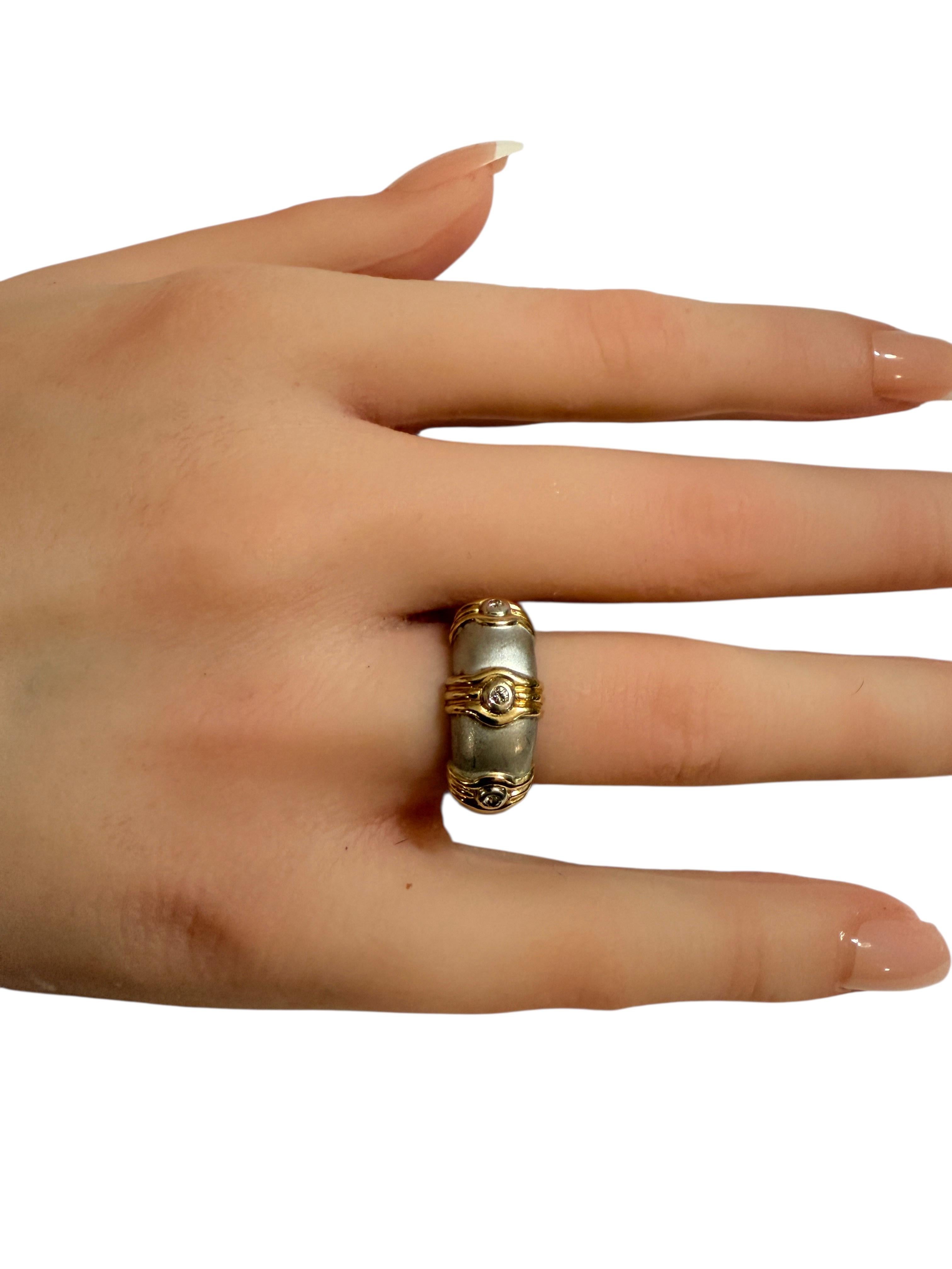 Anello in oro giallo e bianco 14k con diamante da 0,10 carati, misura 6,5 in vendita 4