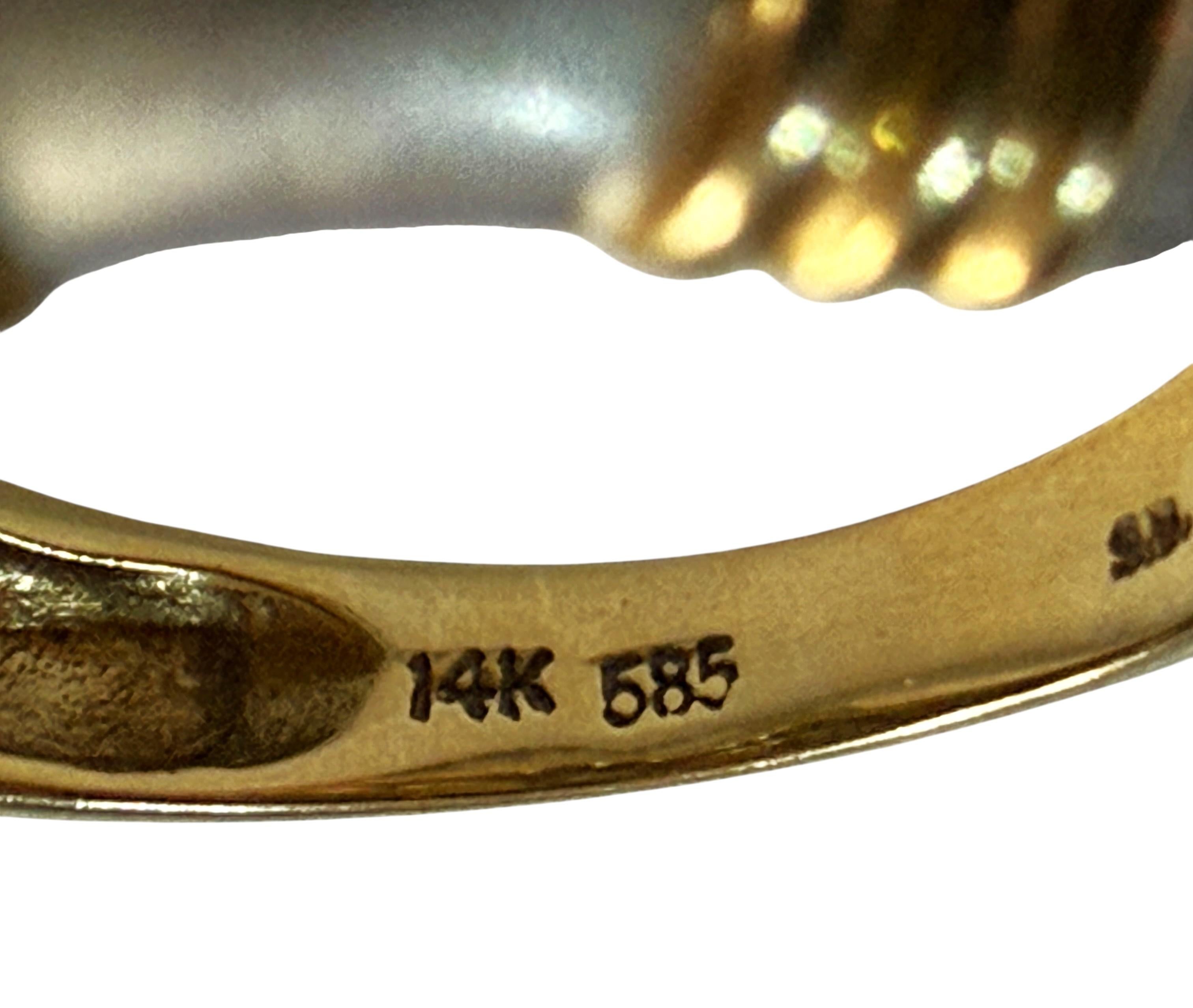 Anello in oro giallo e bianco 14k con diamante da 0,10 carati, misura 6,5 in vendita 5