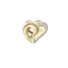 14k Yellow & White Gold .15ctw Diamond Puffed Slide Heart Pendant
