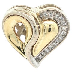 14k Yellow & White Gold .15ctw Diamond Puffed Slide Heart Pendant