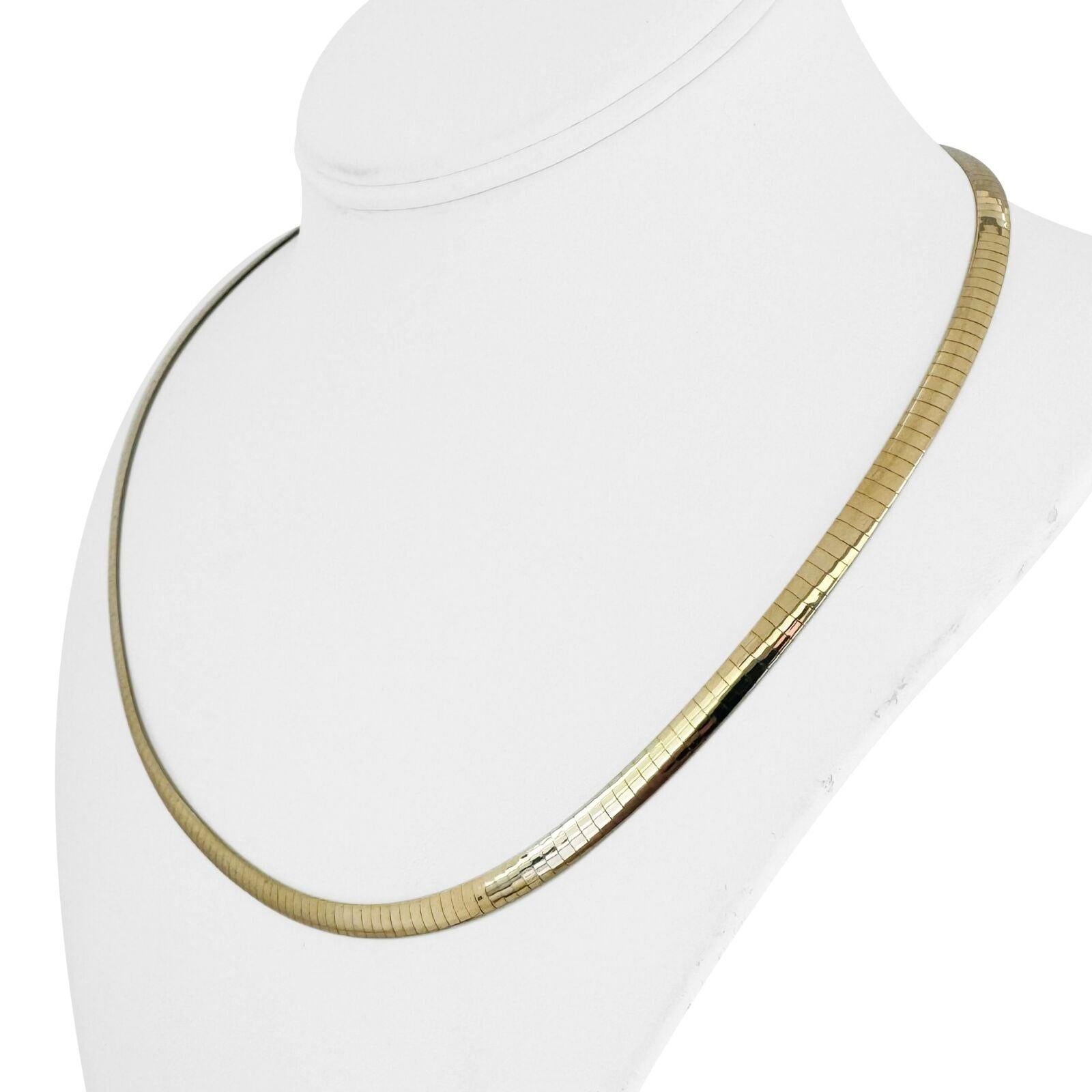 14k Gelb & Weißgold 20,4g massiv Reversible 4mm Omega Link Halskette Italien 20