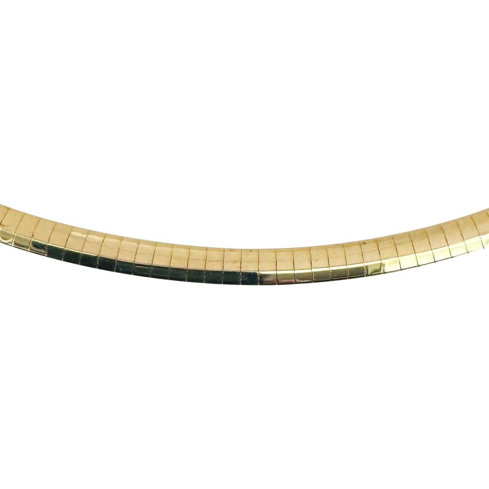 14k Gelb & Weißgold 20,4g massiv Reversible 4mm Omega Link Halskette Italien 20