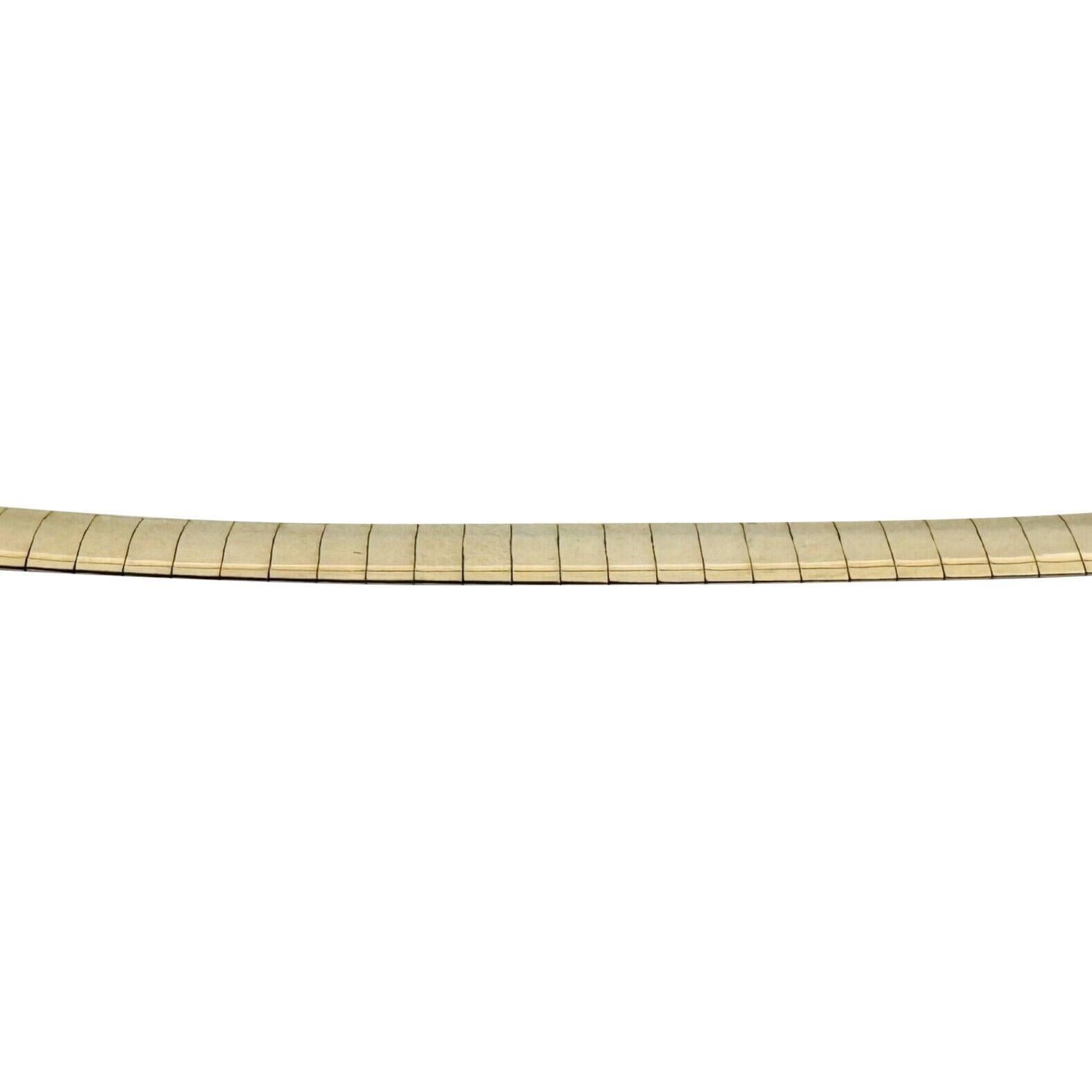 14k Gelb & Weißgold 20,4g massiv Reversible 4mm Omega Link Halskette Italien 20