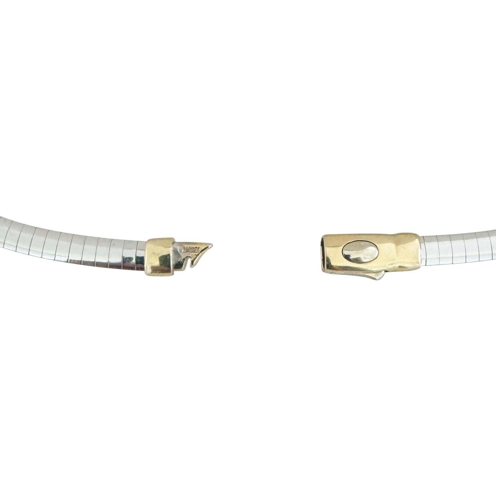 14k Gelb & Weißgold 20,4g massiv Reversible 4mm Omega Link Halskette Italien 20