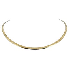 14k Gelb & Weißgold 20,4g massiv Reversible 4mm Omega Link Halskette Italien 20"