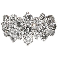 Bague en or jaune et blanc 14k 2.45 Carat Large Cluster Pyramid Diamond Taille 7