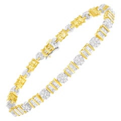 14K Yellow & White Gold 3 3/8 Carat Classic Diamond Tennis Bracelet