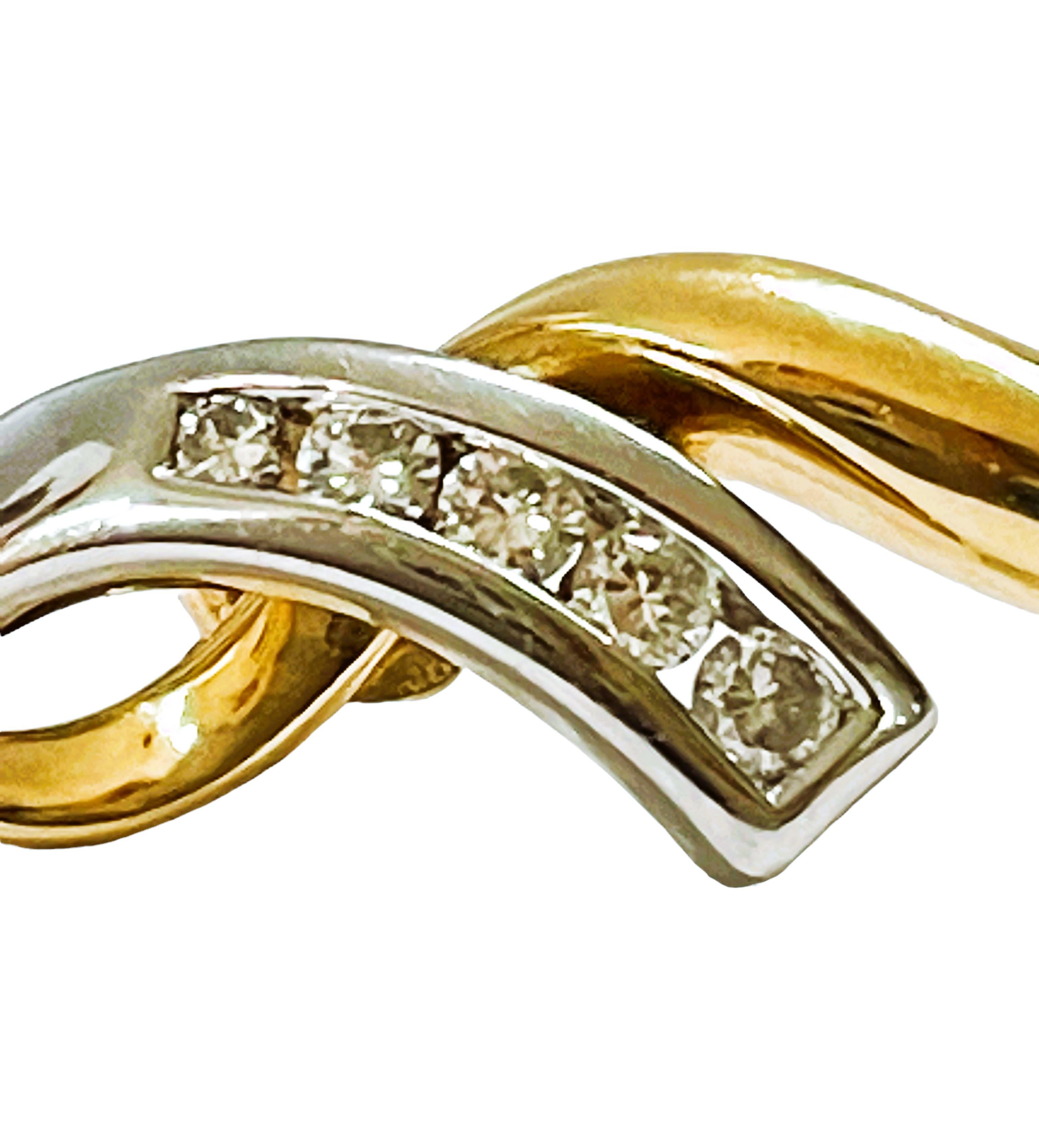 Art Deco 14k Yellow & White Gold .56ct Brilliant Diamond Channel Earrings