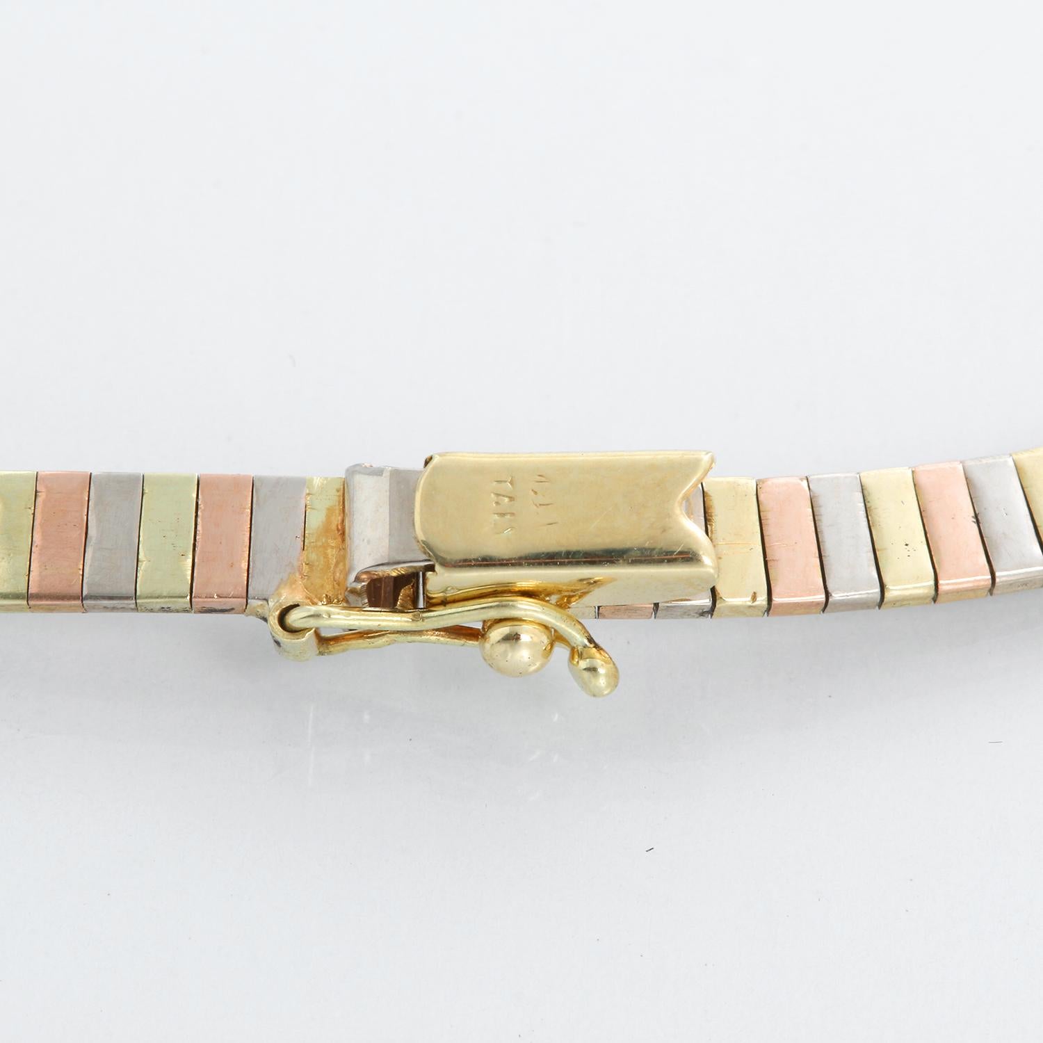 Women's 14K Yellow, White Gold and Pink Gold Necklace For Sale