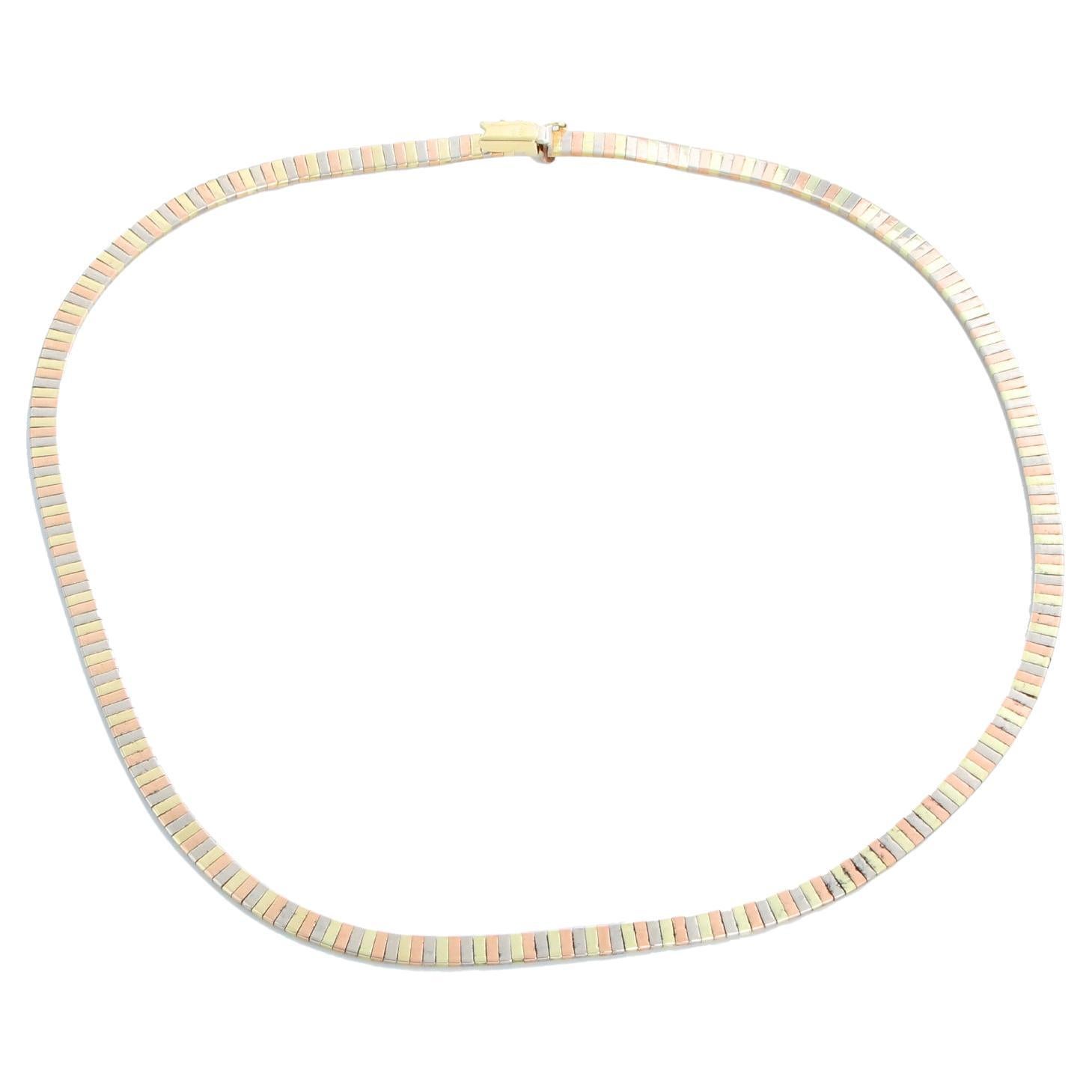 14K Yellow, White Gold and Pink Gold Necklace