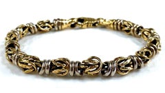 14K Gelb & Weißgold Byzantinisches Kettenarmband 7,5 Zoll 11,09 Gramm