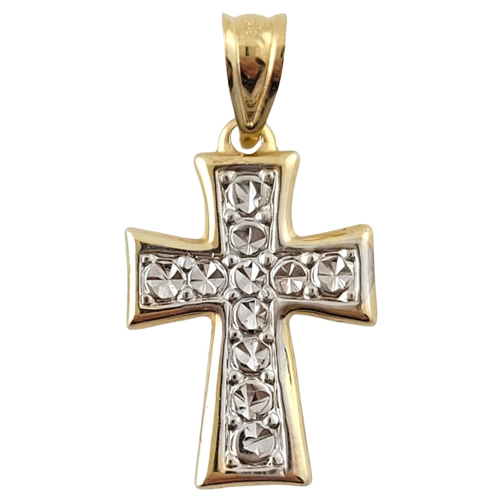 Pendentif croix en or jaune et blanc 14 carats n°17343